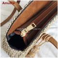 Women Round Straw Shoulder Beach Bags